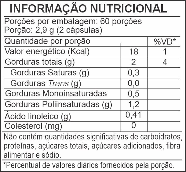 Informação Nutricional - ÓLEO DE BORRAGEM